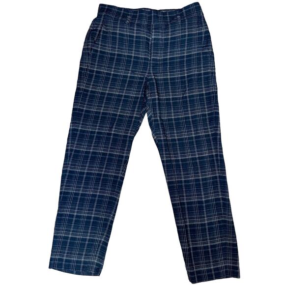 VINCE Plaid Small Academia Straight Leg Ankle Dark Brown Viscose Women's Pants - Picture 1 of 6